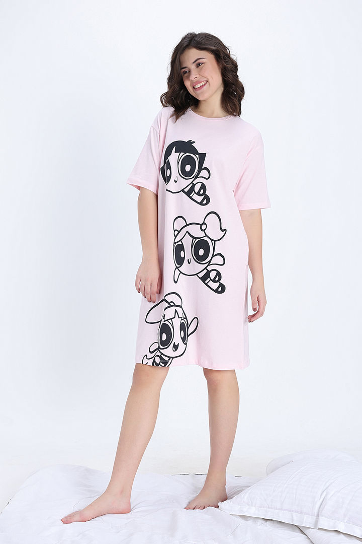 Zivame Power Puff Knit Cotton Loungewear Dress - Barely Pink — image 4